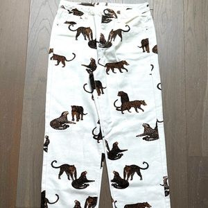 White leopard jeans